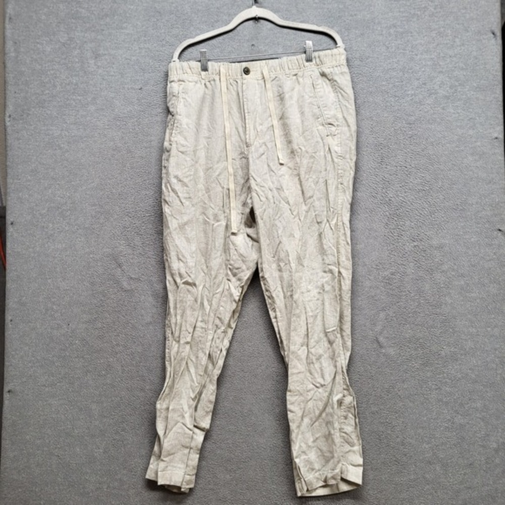 Tasso Elba Island Women Pants XL Cream Linen Drawstring